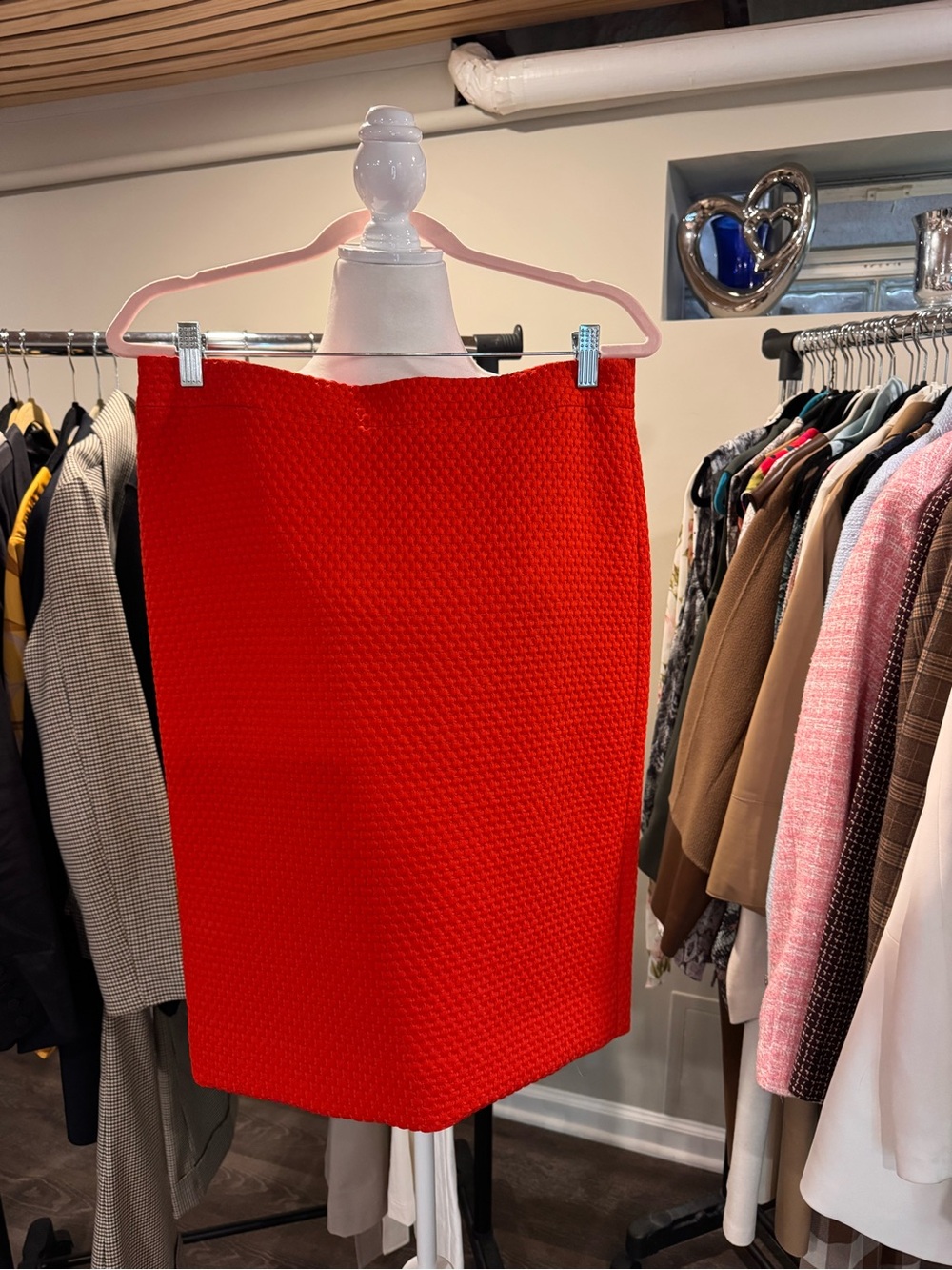 J. Crew Vibrant Red Textured Pencil Skirt